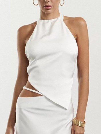 Sexy Irregular Backless Halter Strapless Top DP25C404