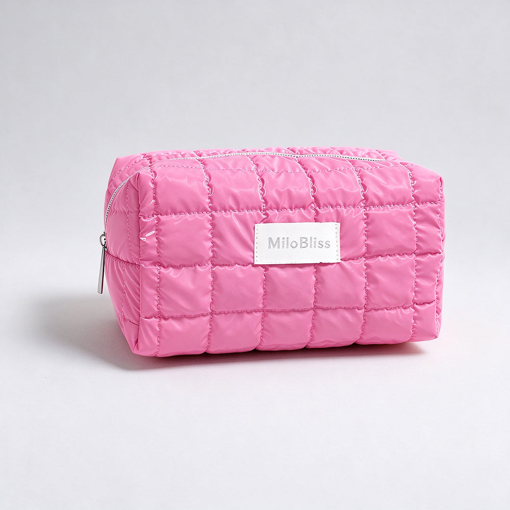 Minimalist Solid Color Quilt Shell Cosmetic Bag 6C5CO271