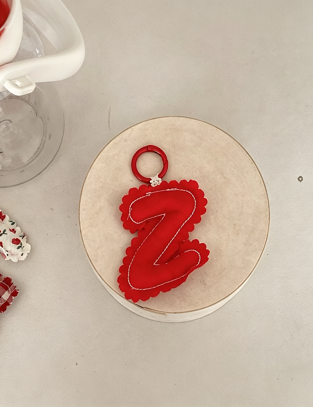 Stylish Floral Print Letters Shape Bag Charm 6W10BBC424