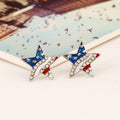 Hiphop American Flag Rhinestones Star Stud Earring 8ZA6JER188L