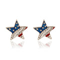 Hiphop American Flag Rhinestones Star Stud Earring 8ZA6JER188L