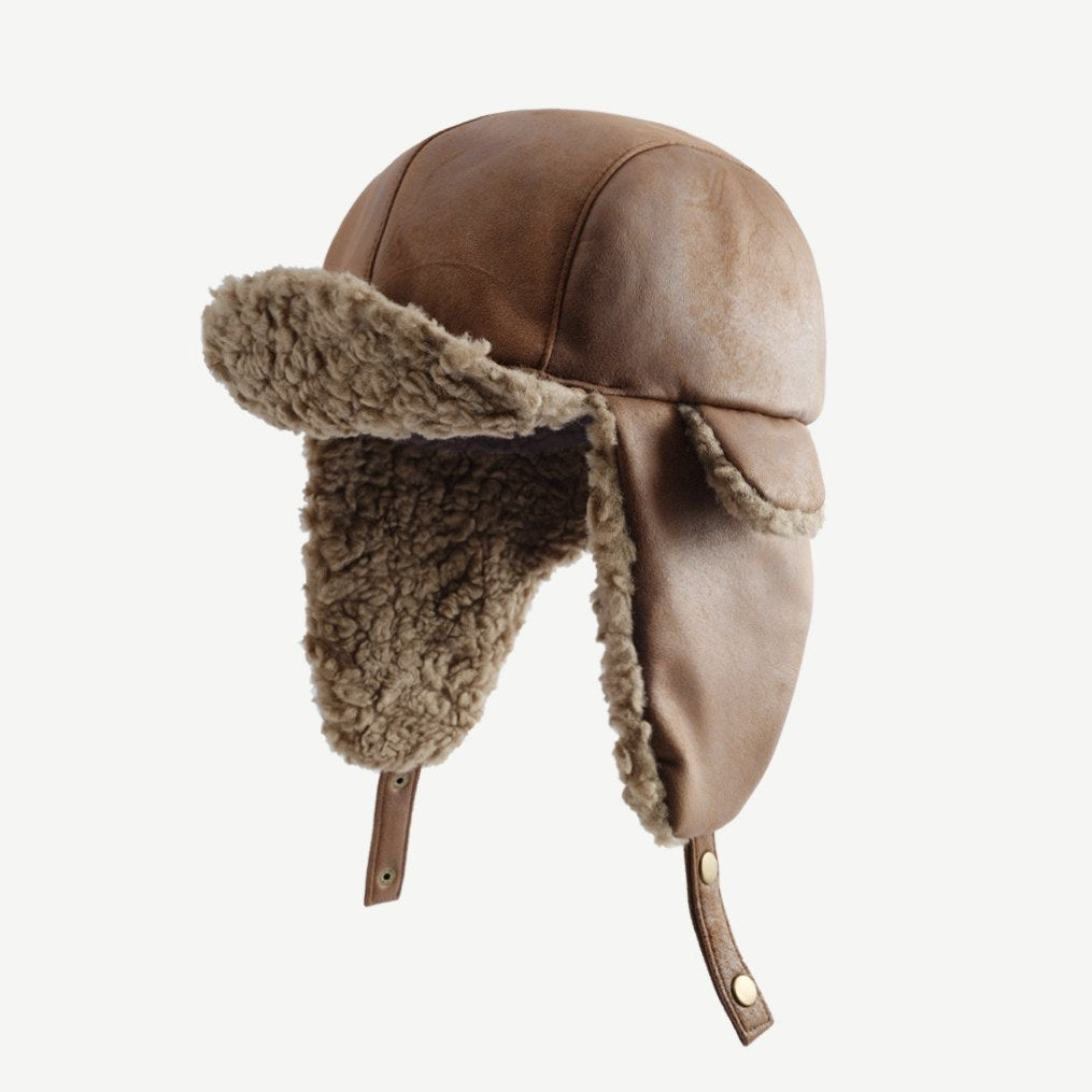 Vintage Distressed Leather Teddy Hat DPH1324