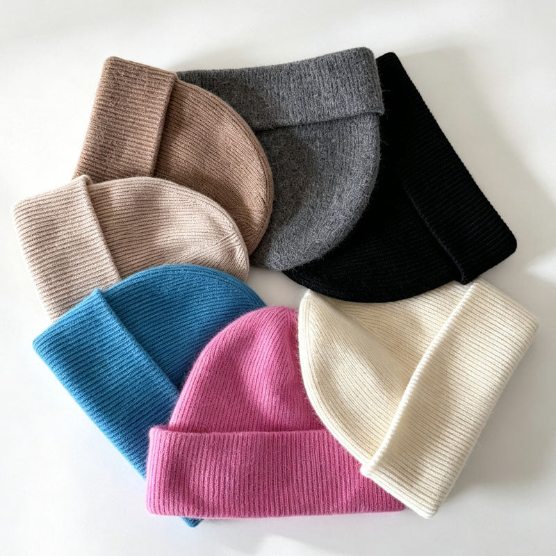 Simple Wool Blend Solid Color Knit Beanie Hat 6W6HAT542