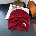 Simple Solid Color Drawstring Knit Beanie Hat 6W6HAT719