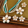 Stylish Multi Layer Enamel Floral Pendant Beads Necklace 6W6JNC953