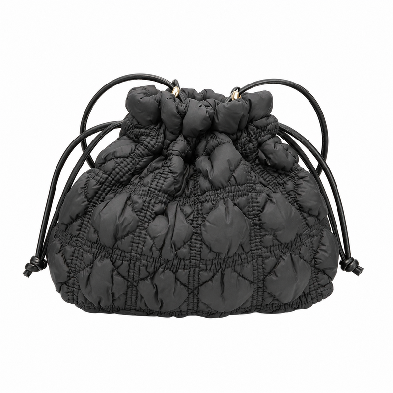 Simple Plaid Ruched Drawstring Bucket Crossbody Bag 6W10BBG1809