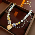 Chic Double Layer Rhinestones Heart Pendant Necklace 6W6JNC927