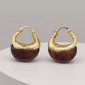 Chunky Amber Resin Teardrop Hoop Earrings 6W6JER941