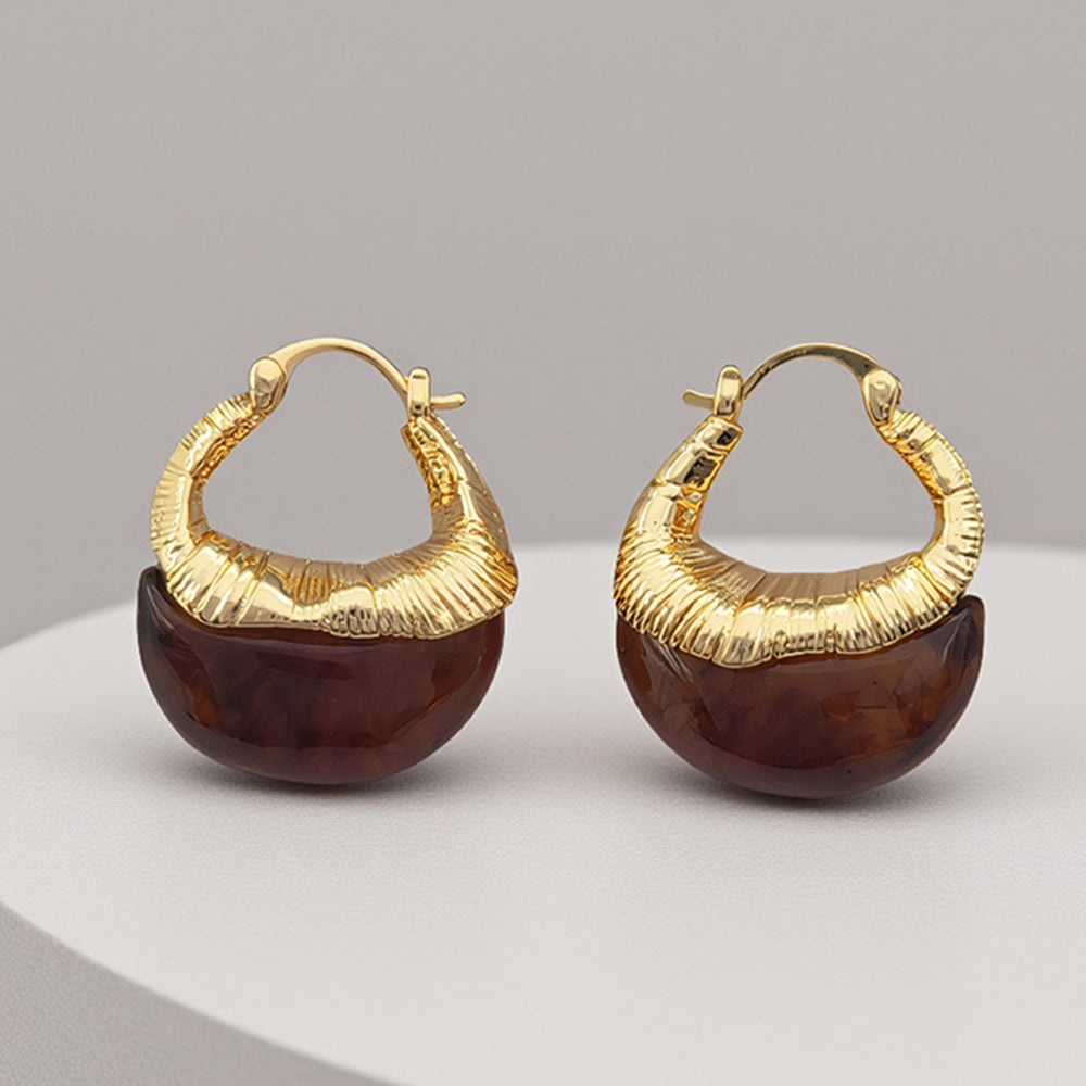 Chunky Amber Resin Teardrop Hoop Earrings 6W6JER941