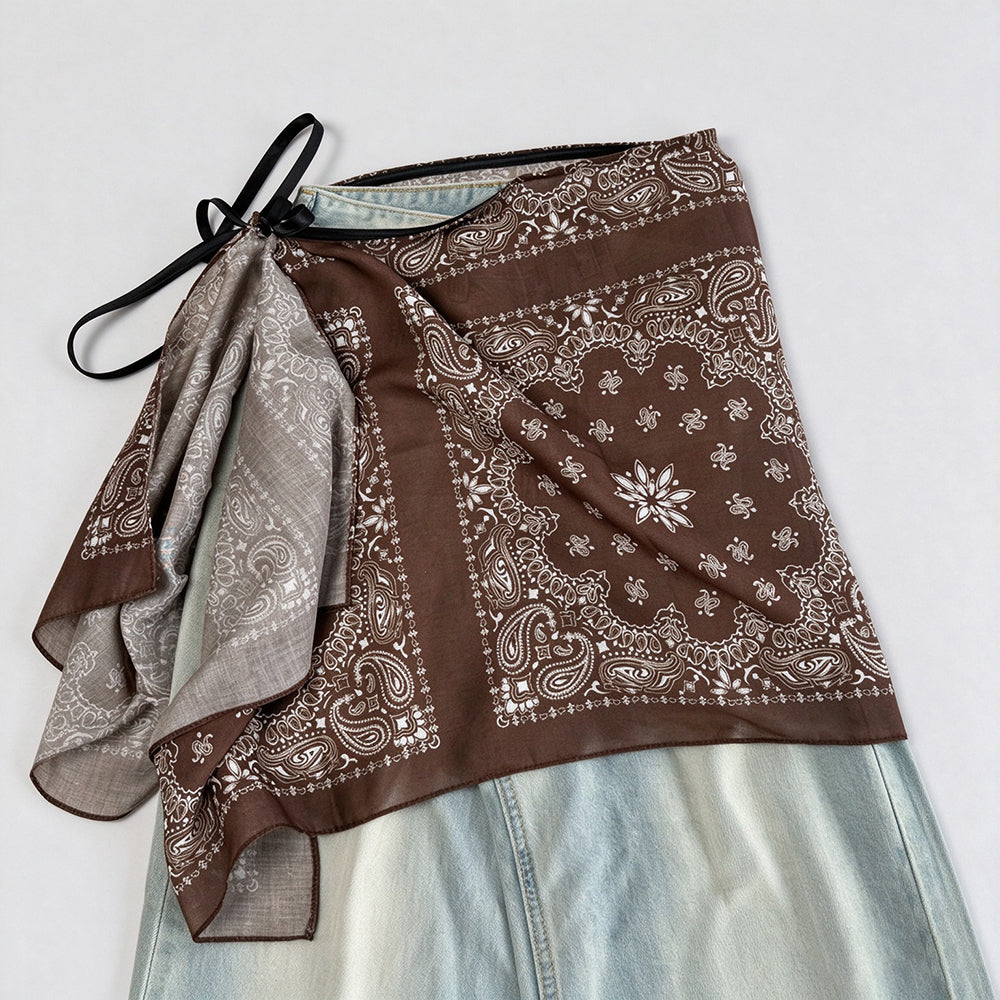 Vintage Asymmetrical Tie Waist Hip Scarf  Wrap 6W1SL46