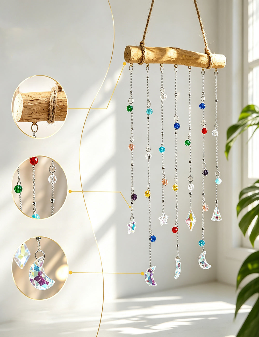 Rainbow Crystal Star Moon Hanging Sun Catcher 6H7HLS216