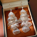 Boho Gold Plated Layered Floral Leaf Dangle Earrings 6W6JER709