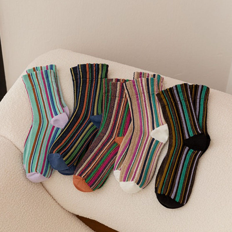 Striped Breathable Crew Socks - DippedShop Wholesale - #4979