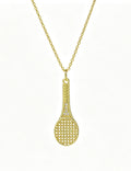 Simple Gold Plated Zirconia Tennis Racket Necklace 6W6JNC394L
