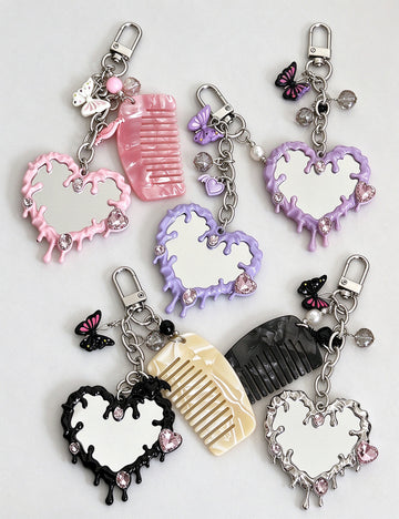 Heart Mirror Bag Charm - DippedShop Wholesale - #1955