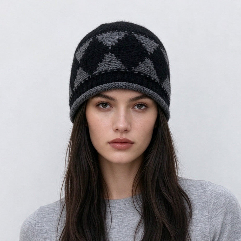 Diamond Jacquard Knit Beanie - DippedShop Wholesale - #1171