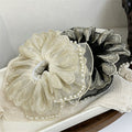 Elegant Feather Embroidery Pearl Decor Scrunchies 6W6HSR383