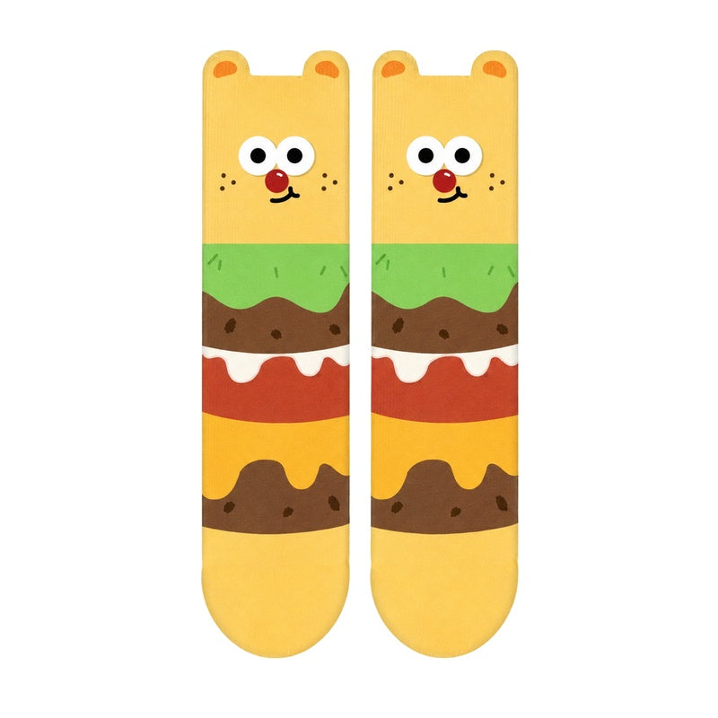 Funny Cartoon Color Block Breathable Crew Socks 6W8FSO669