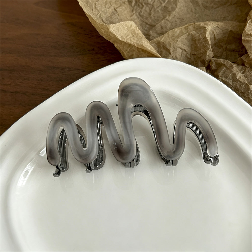 Elegant Tortoise Shell Wavy Acetate Hair Claw 6W6HCP1642