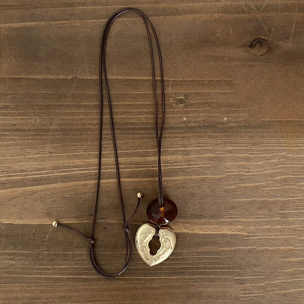 Heart Pendant Leather Necklace - DippedShop Wholesale - #7971