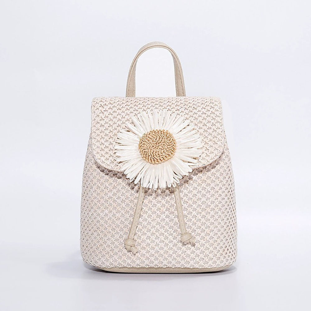 Trendy Straw Woven Sunflower Backpack 6S10BBG1434