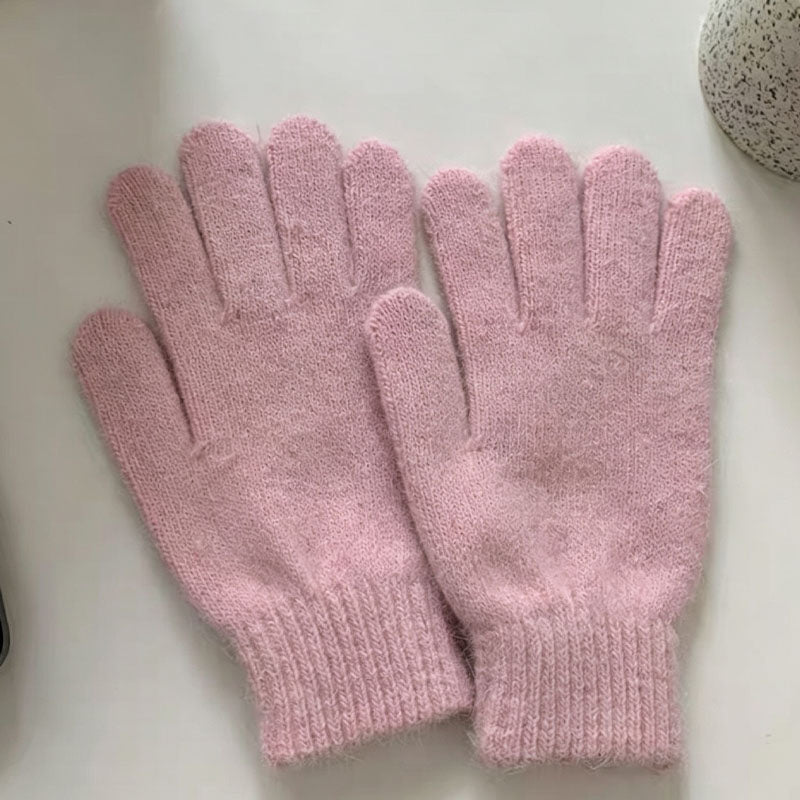 Elegant Solid Color Thicken Warm Knit Gloves 6W6GLO50