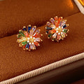 Multi-Color Zircon Flower Earrings 6W6JER784