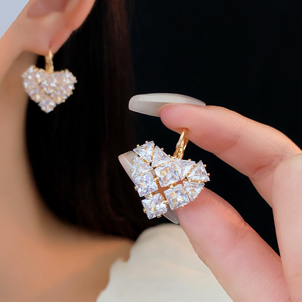 Minimalist Heart Gold Plated Cubic Zirconia Hoop Earrings 6W6JER719