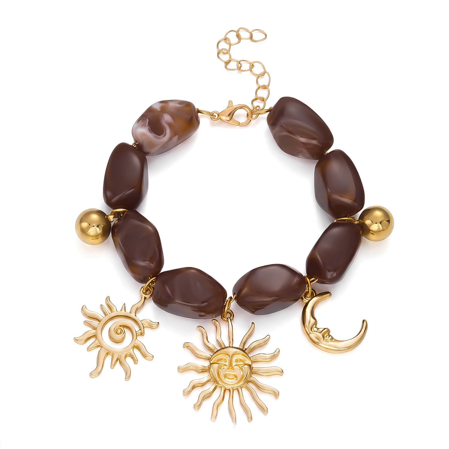 Vintage Irregular Resin Beaded Sun Pendant Bracelets 6W6JBR633