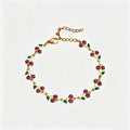 Cute Cherry Rhinestone Gold Plated Chain Bracelet 6W6JBR516