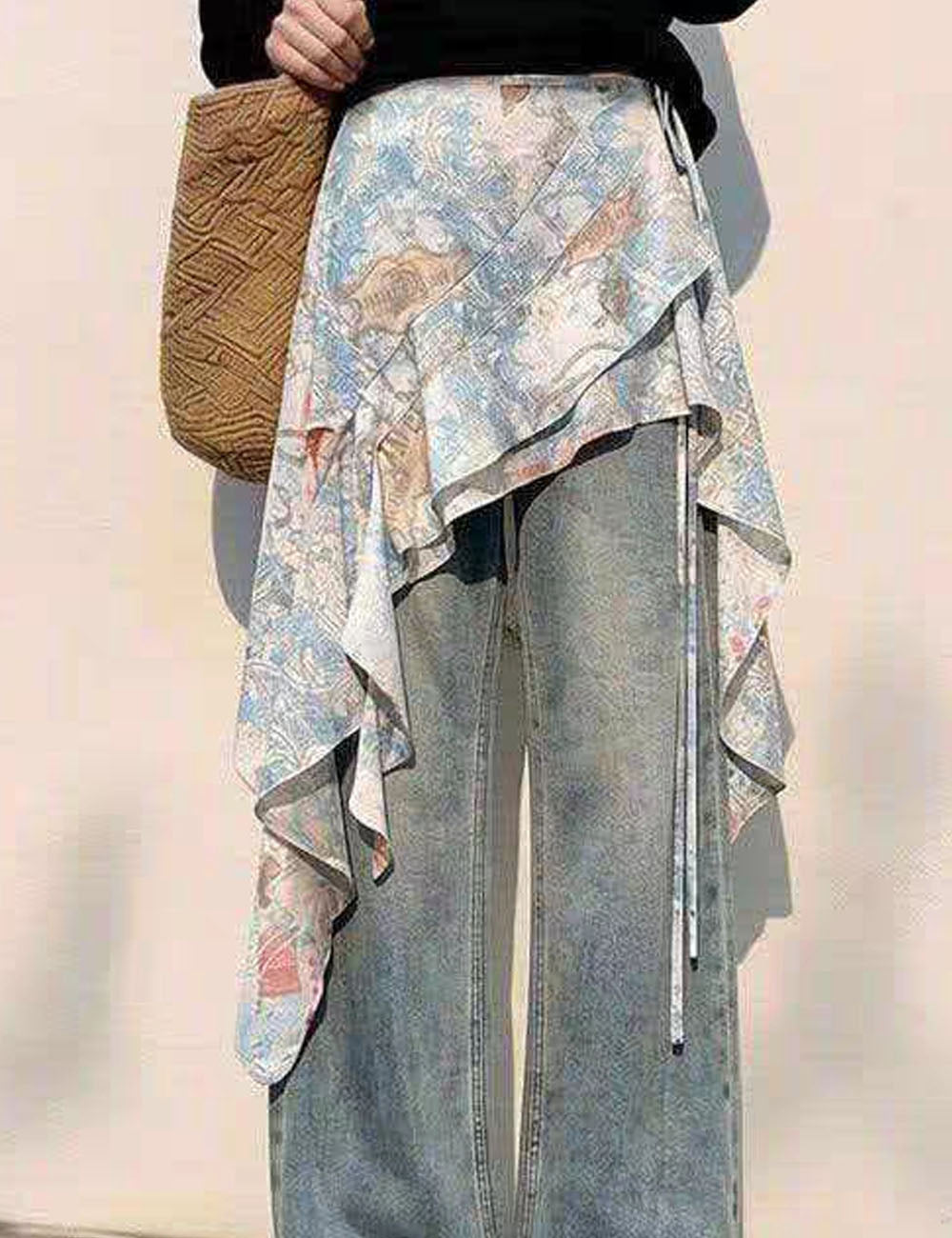 Printed Tie Side Wrap Skirt - DippedShop Wholesale - #6851