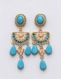 Bohemian Turquoise Teardrop Tassel Earrings 6W6JER832
