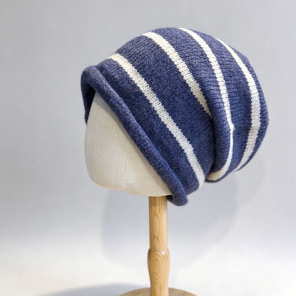 Two Tone Striped Slouchy Beanie - DippedShop Wholesale - #1747