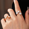 French Cubic Zirconia Pearl Irrregular Open Ring 6W6JRG369