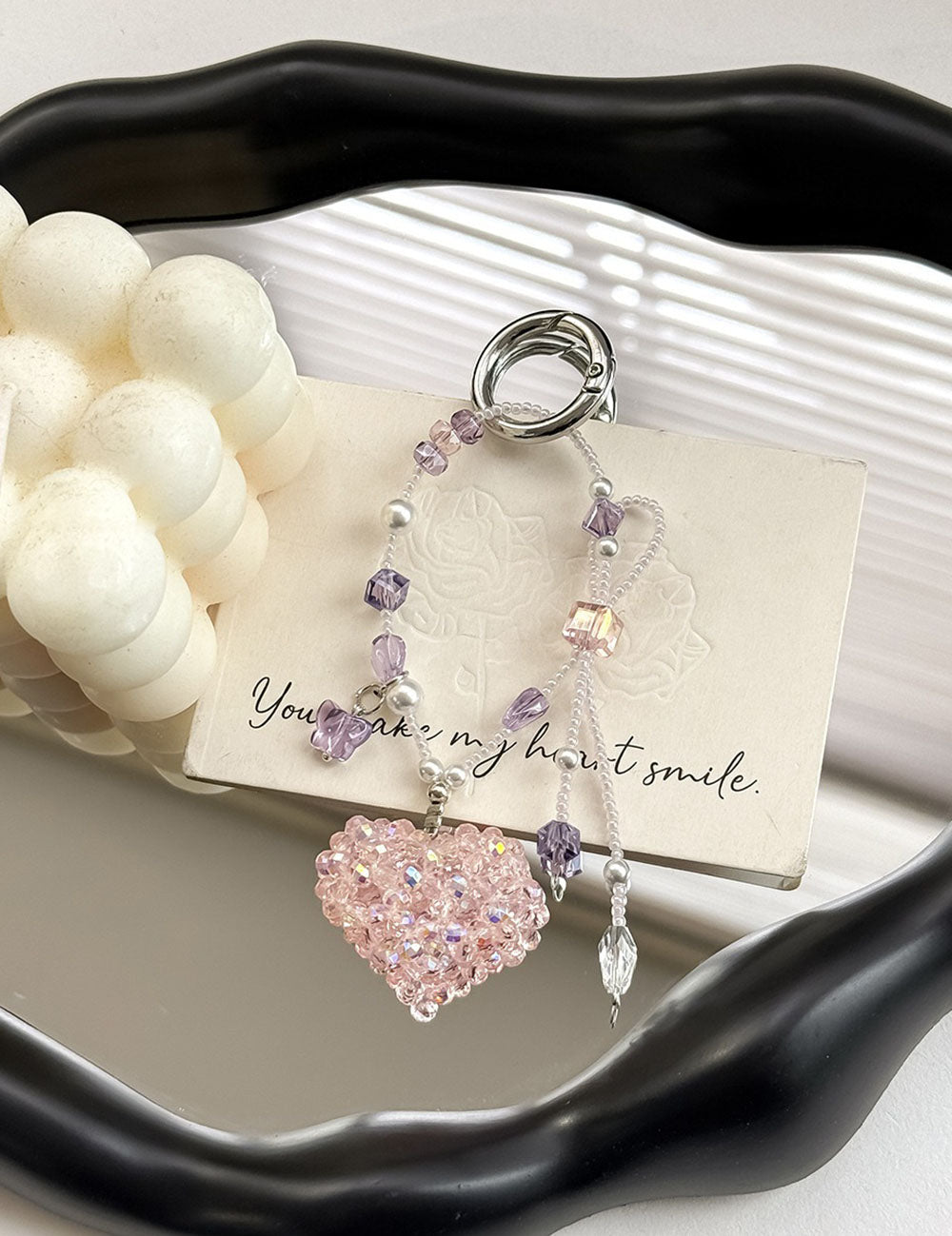 Handmade Crystal Heart Pendant Keychain Bag Charm 6W10BBC420
