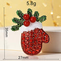 Enamel Rhinestone Christmas Mitten Brooch Pin 6W6JPB58
