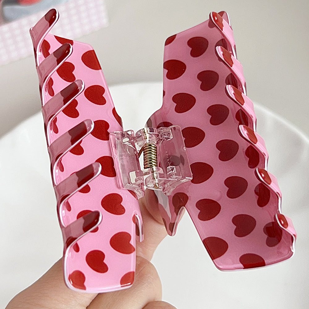 Heart Print Hair Claw - DippedShop Wholesale - #4723