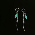 Vintage Asymmetrical Turquoise Teardrop Hoop Earrings 6W6JER606