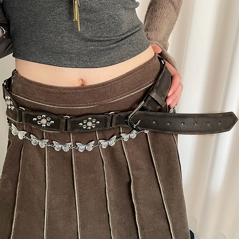 Trendy Hollow Studded Metal Buckle Belt 6W6JBT229