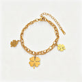 Simple Gold Four-Lear Clover Pendant Bracelet 6W6JBR515