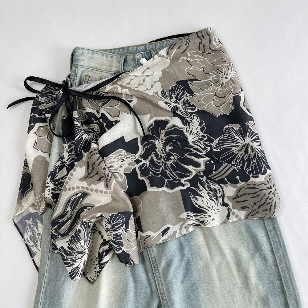 Boho Style Paisley Print Layering Skirt Hip Scarf 6W1SL47