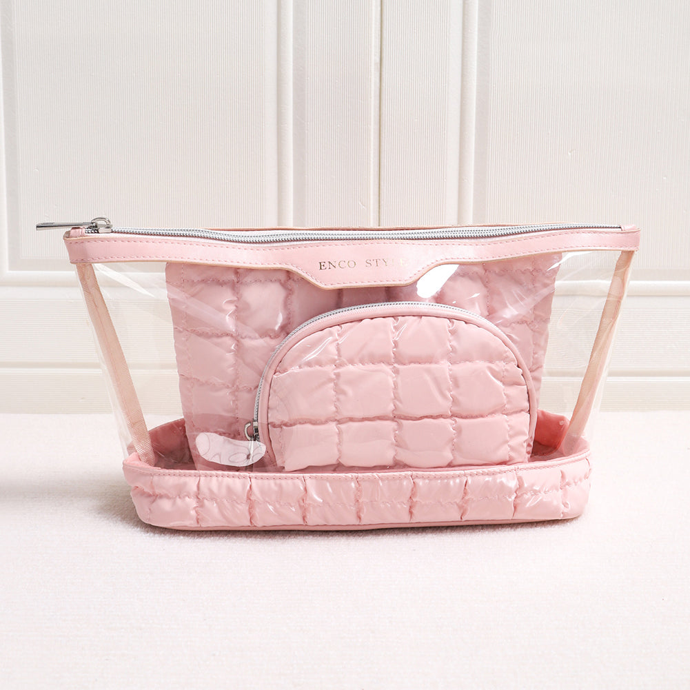 Minimalist Solid Color Quilt Shell Cosmetic Bag 6C5CO271
