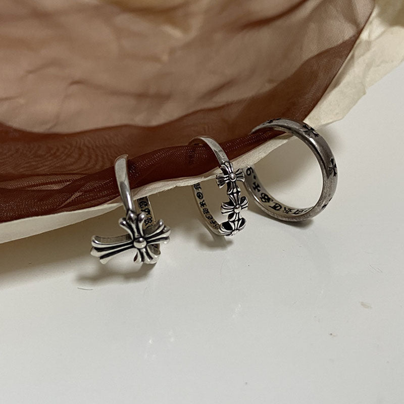 Vintage Punk Silver Plated Cross Statement Ring 6W6JRG292