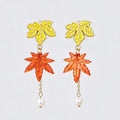 Maple Leaf Pearl Drop Earrings - DippedShop Wholesale - #3795