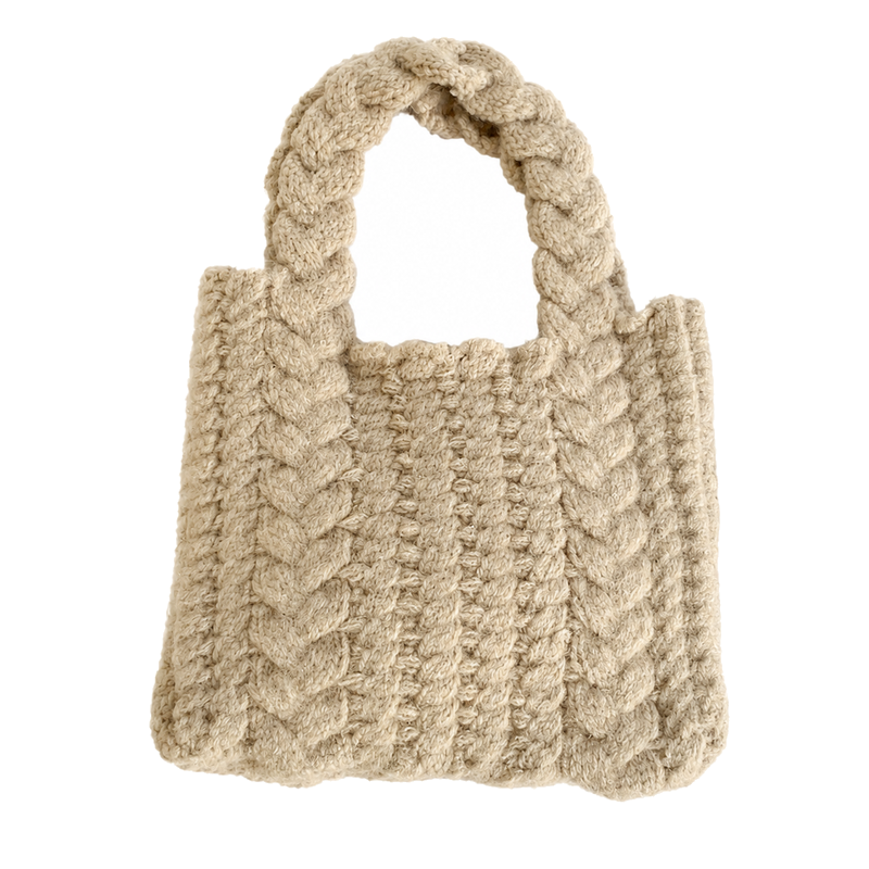 Elegant Cable Knit Solid Color Handbag 6W10BBG1788