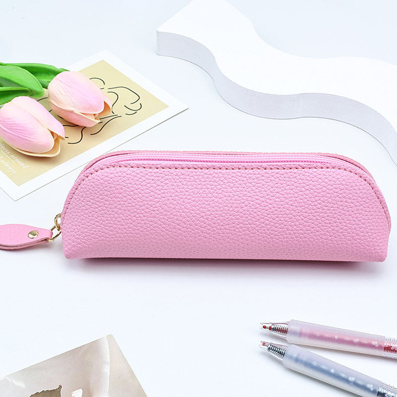 Creative Lychee Grain Solid Color PU Pencil Pouch 6S10BOB1056