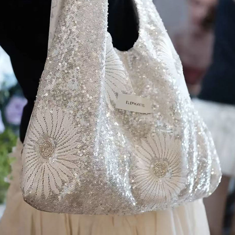 Sequin Embroidered Hobo Bag - DippedShop Wholesale - #6515
