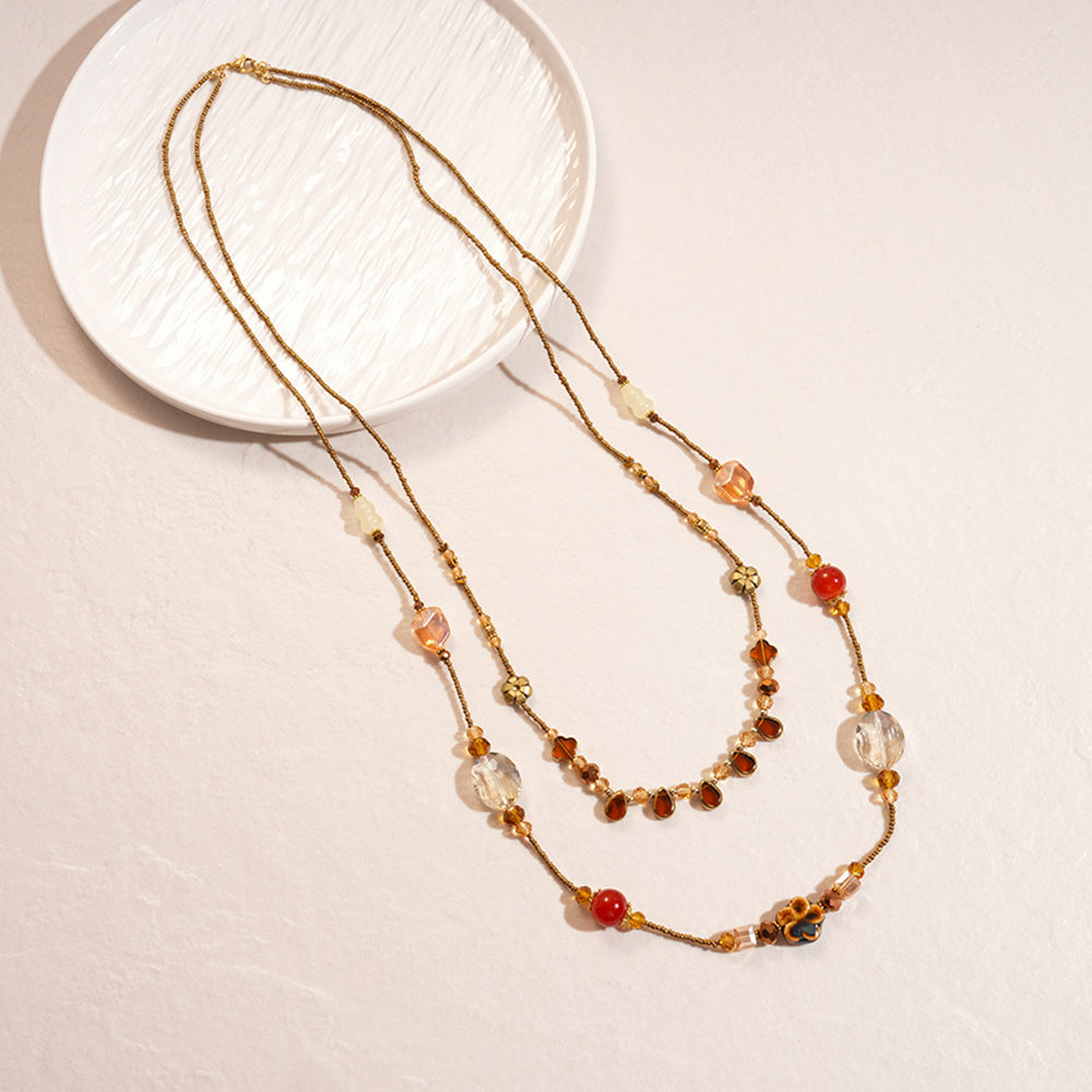 Double Layer Beaded Necklace - DippedShop Wholesale - #6835