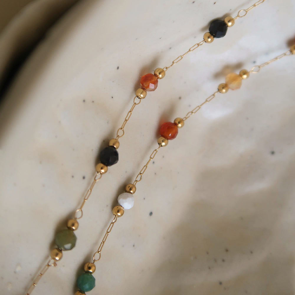 Boho Colorful Stone Bead Chain Necklace 6W6JNC1069