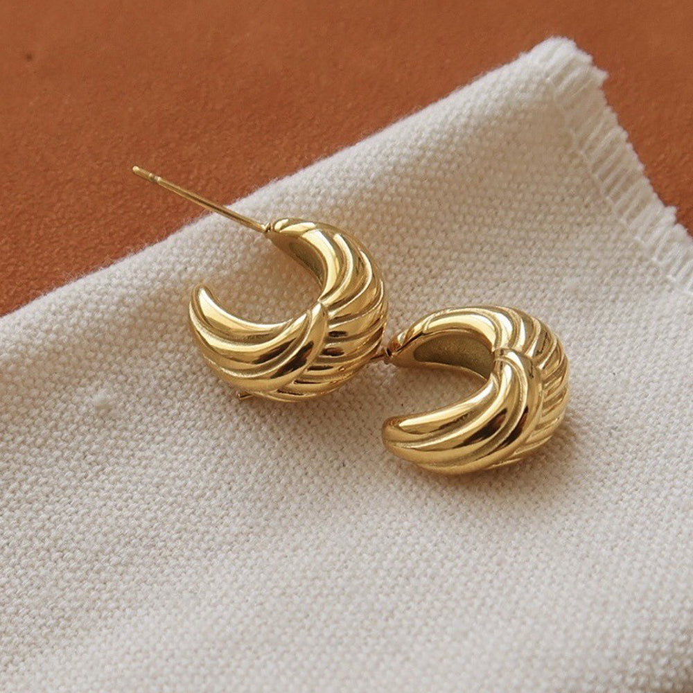Twisted C-Shaped Stud Earrings - DippedShop Wholesale - #3251